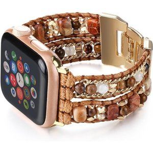 NEW Boho Leather Beaded Apple Watch Band